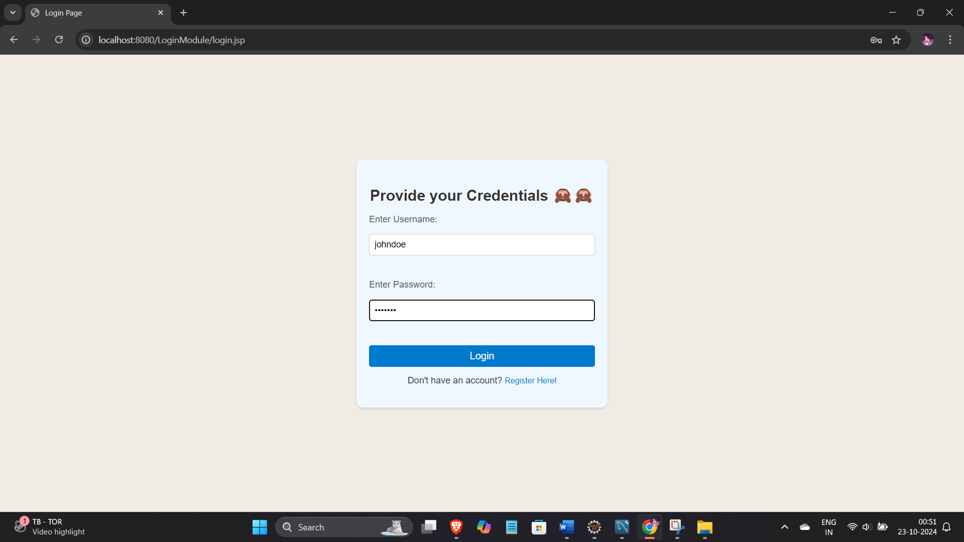 Login Screenshot